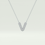 0.178 CT Round Lab-Grown Diamond V Initial Necklace 13