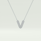 0.178 CT Round Lab-Grown Diamond V Initial Necklace 13
