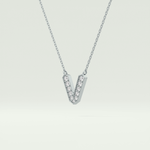 0.178 CT Round Lab-Grown Diamond V Initial Necklace 15