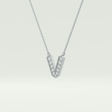 0.178 CT Round Lab-Grown Diamond V Initial Necklace 15