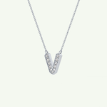 0.178 CT Round Lab-Grown Diamond V Initial Necklace 17