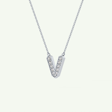 0.178 CT Round Lab-Grown Diamond V Initial Necklace 17