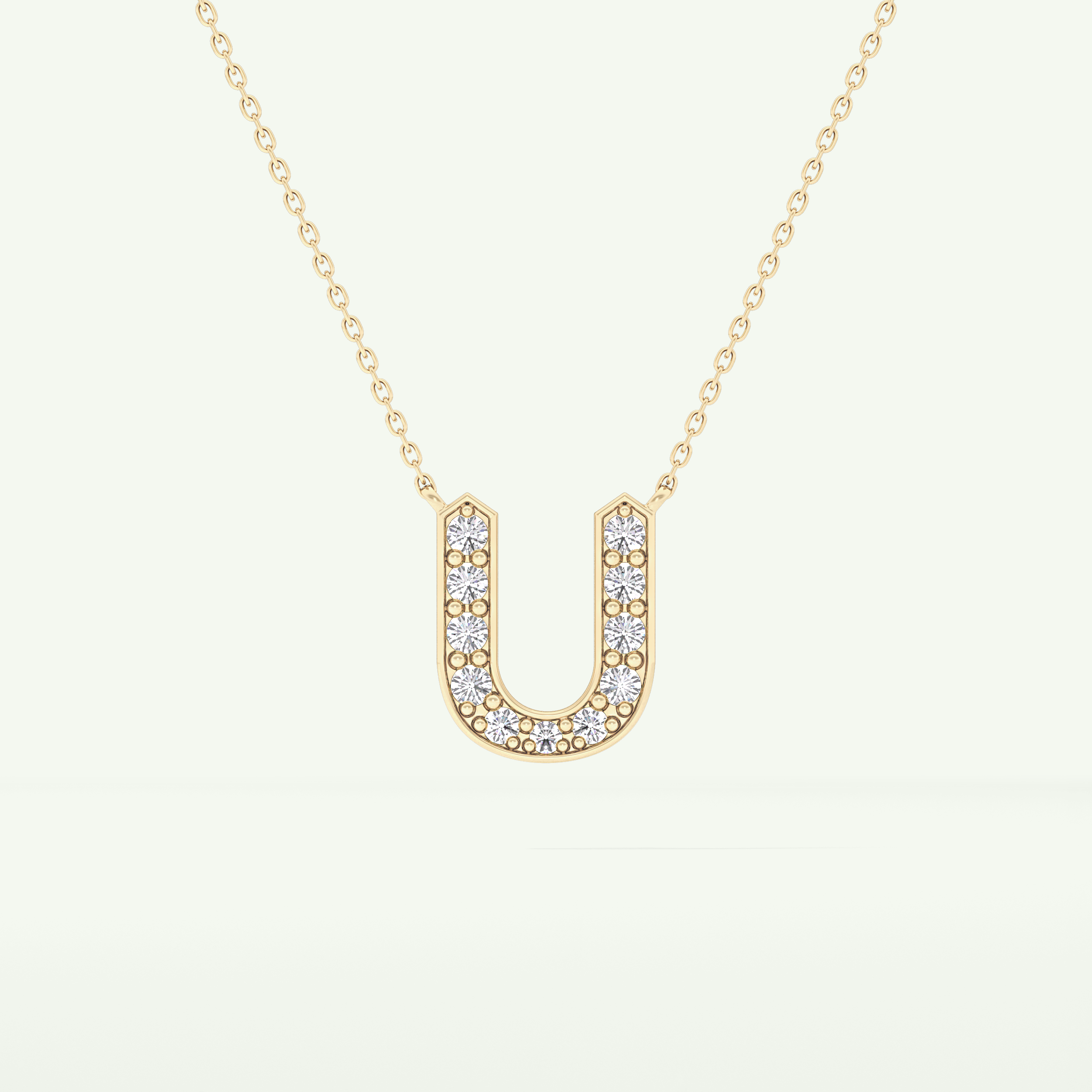 0.26 CT Round Lab-Grown Diamond U Initial Necklace 2