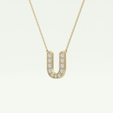 0.26 CT Round Lab-Grown Diamond U Initial Necklace 3