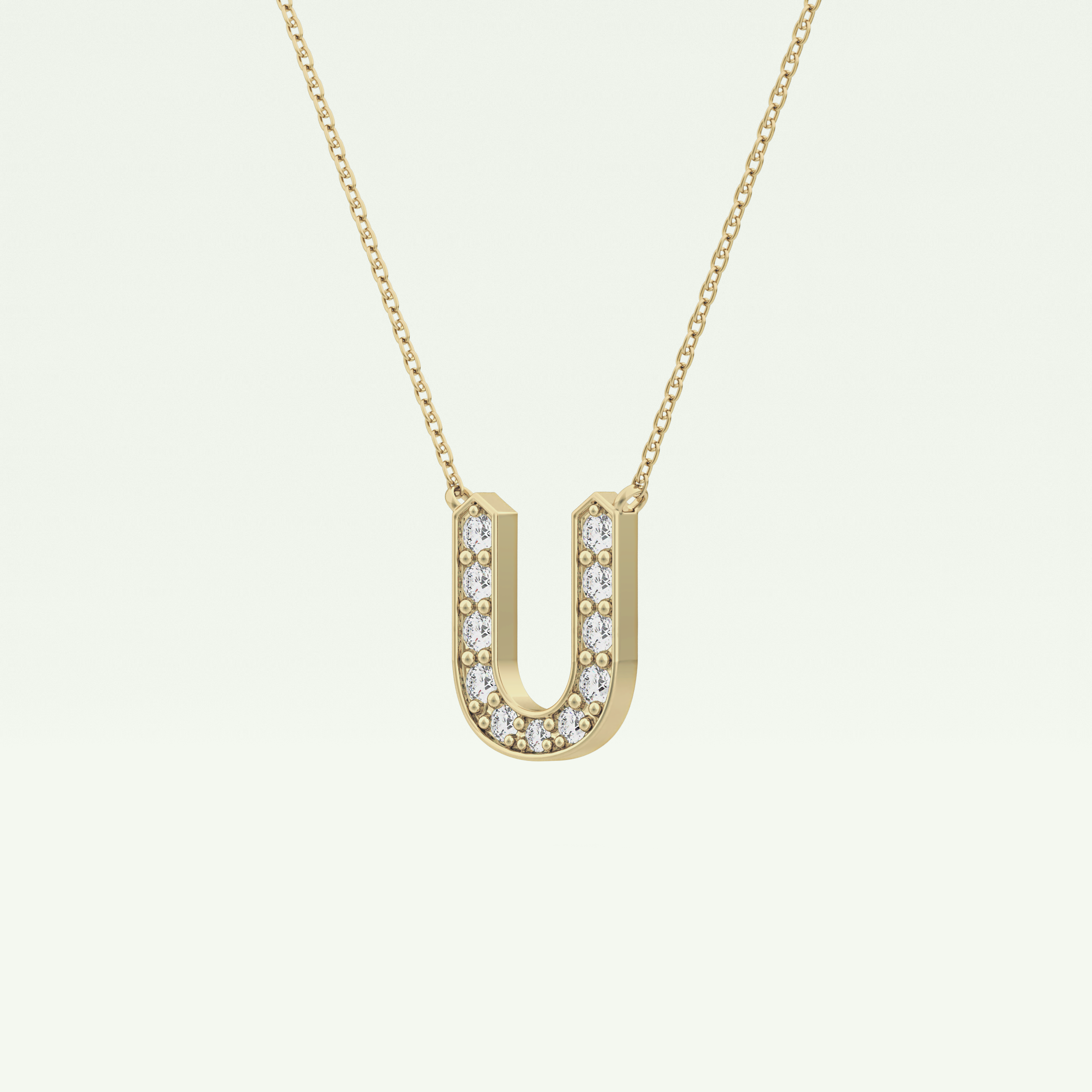 0.26 CT Round Lab-Grown Diamond U Initial Necklace 3