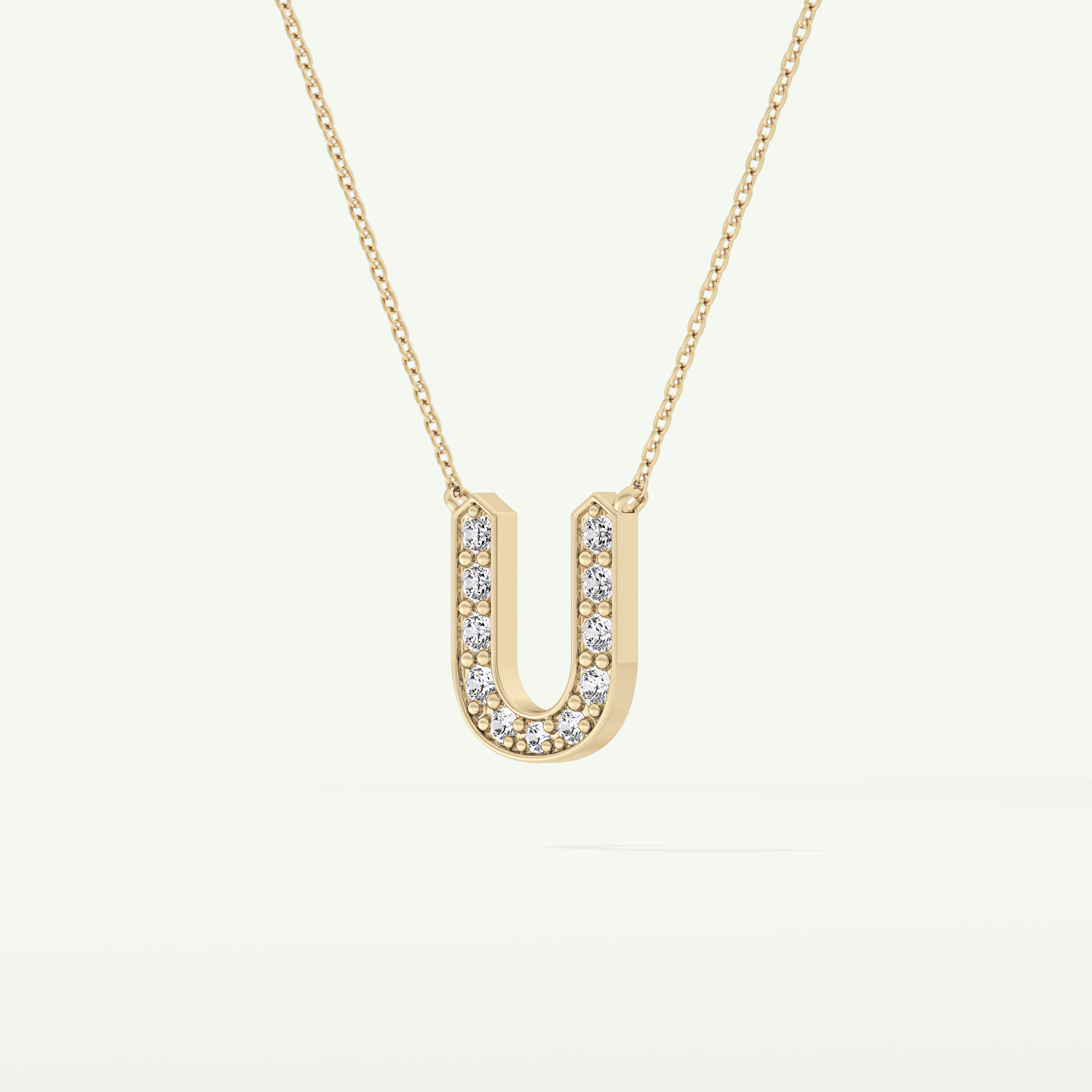 0.26 CT Round Lab-Grown Diamond U Initial Necklace 5