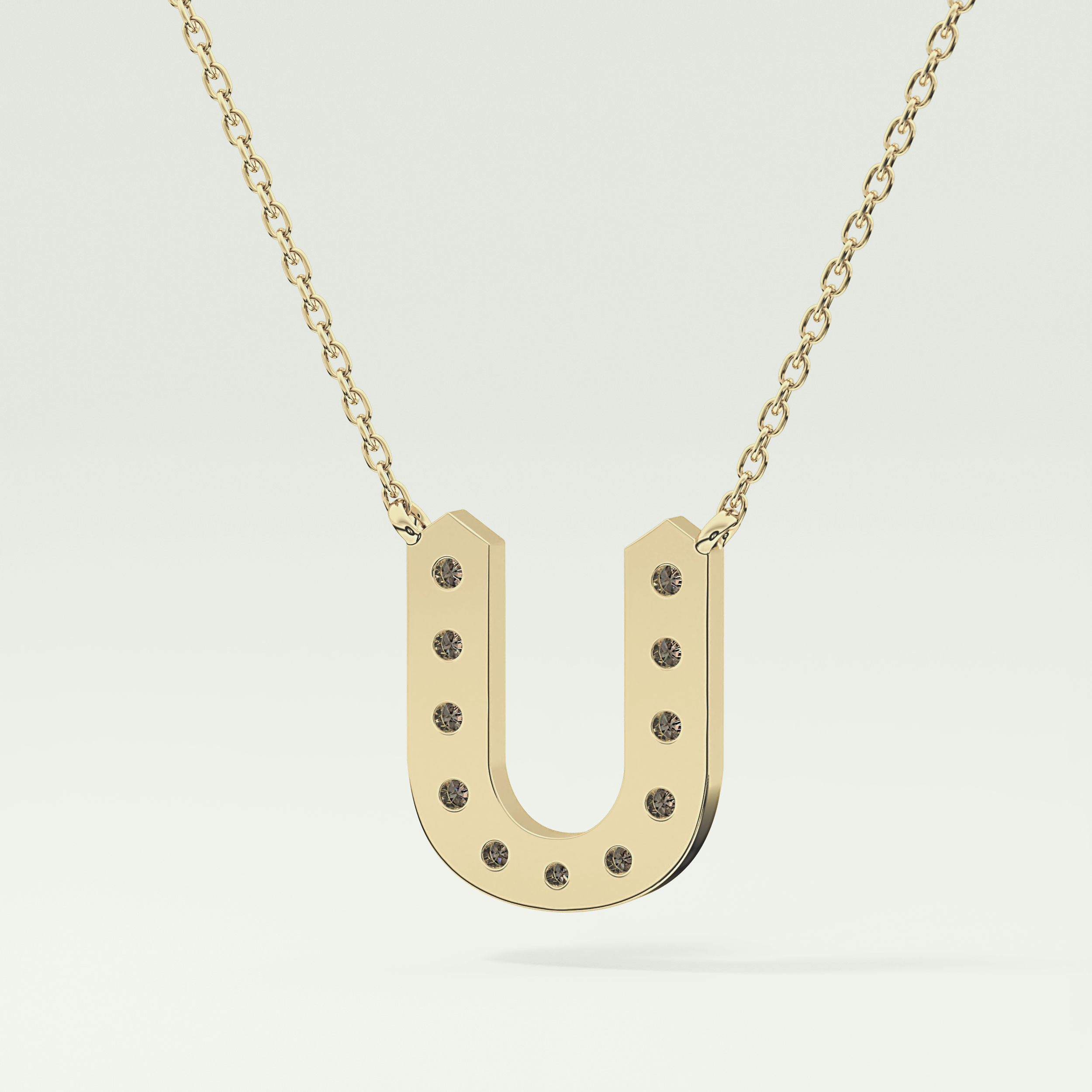 0.26 CT Round Lab-Grown Diamond U Initial Necklace 6