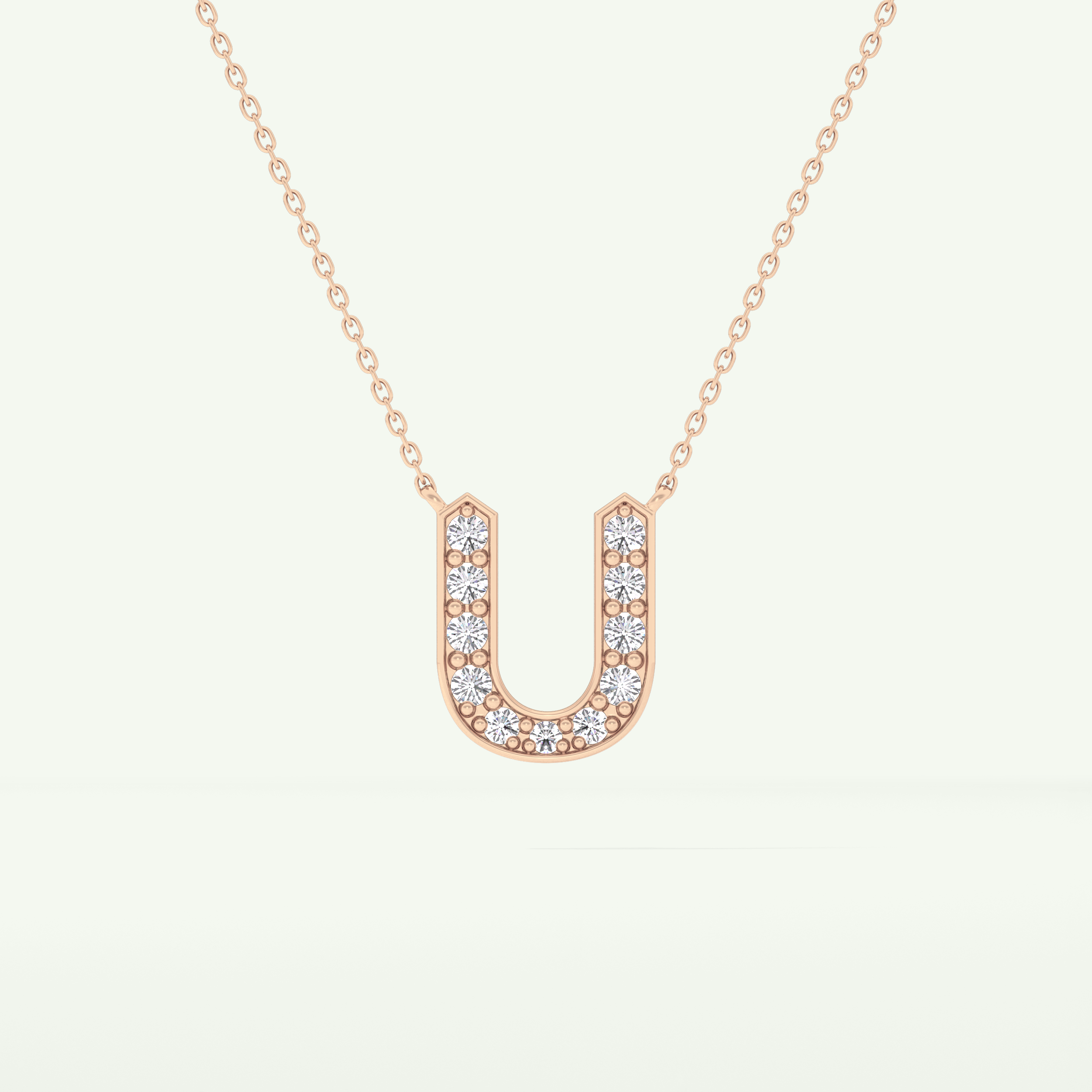 0.26 CT Round Lab-Grown Diamond U Initial Necklace 9