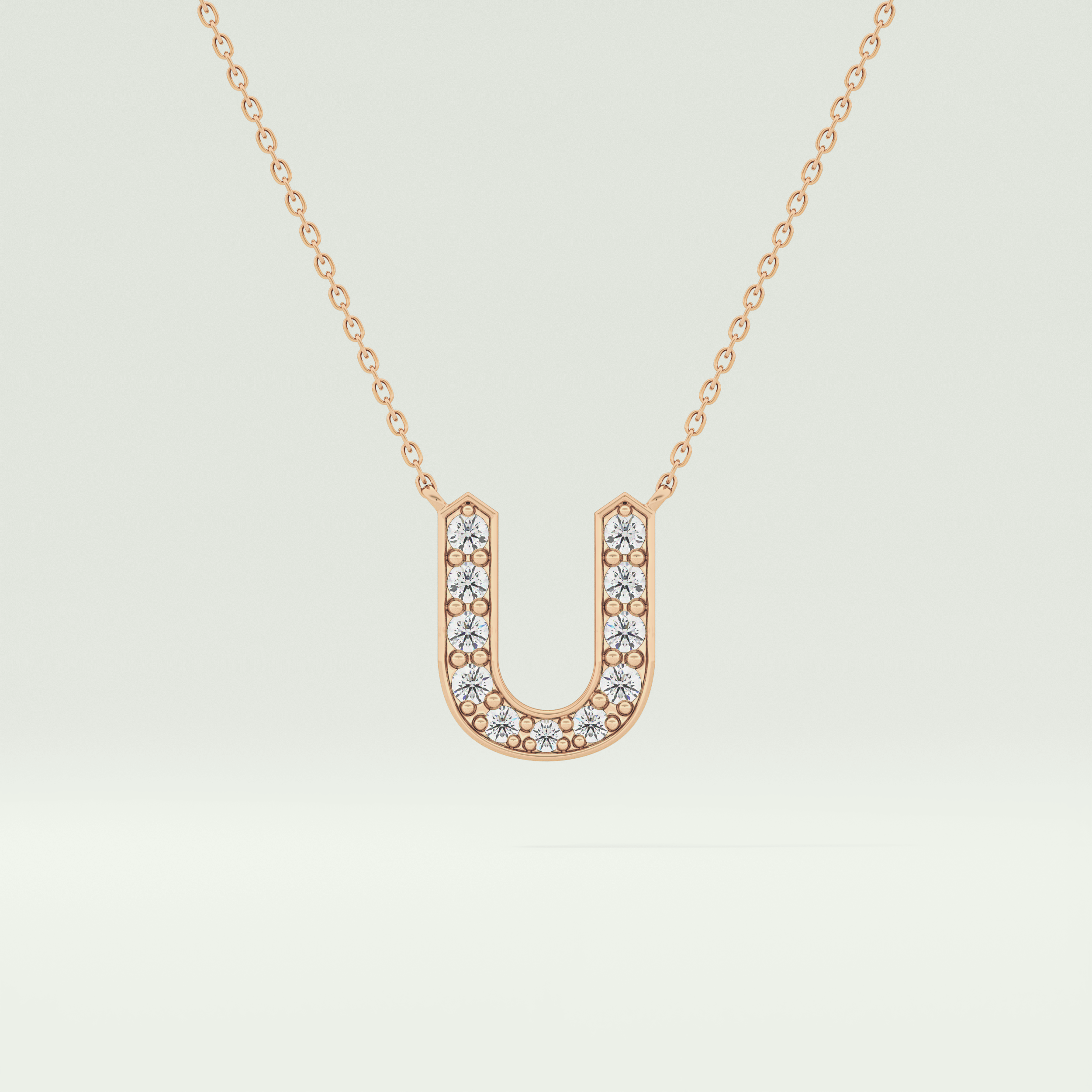 0.26 CT Round Lab-Grown Diamond U Initial Necklace 8