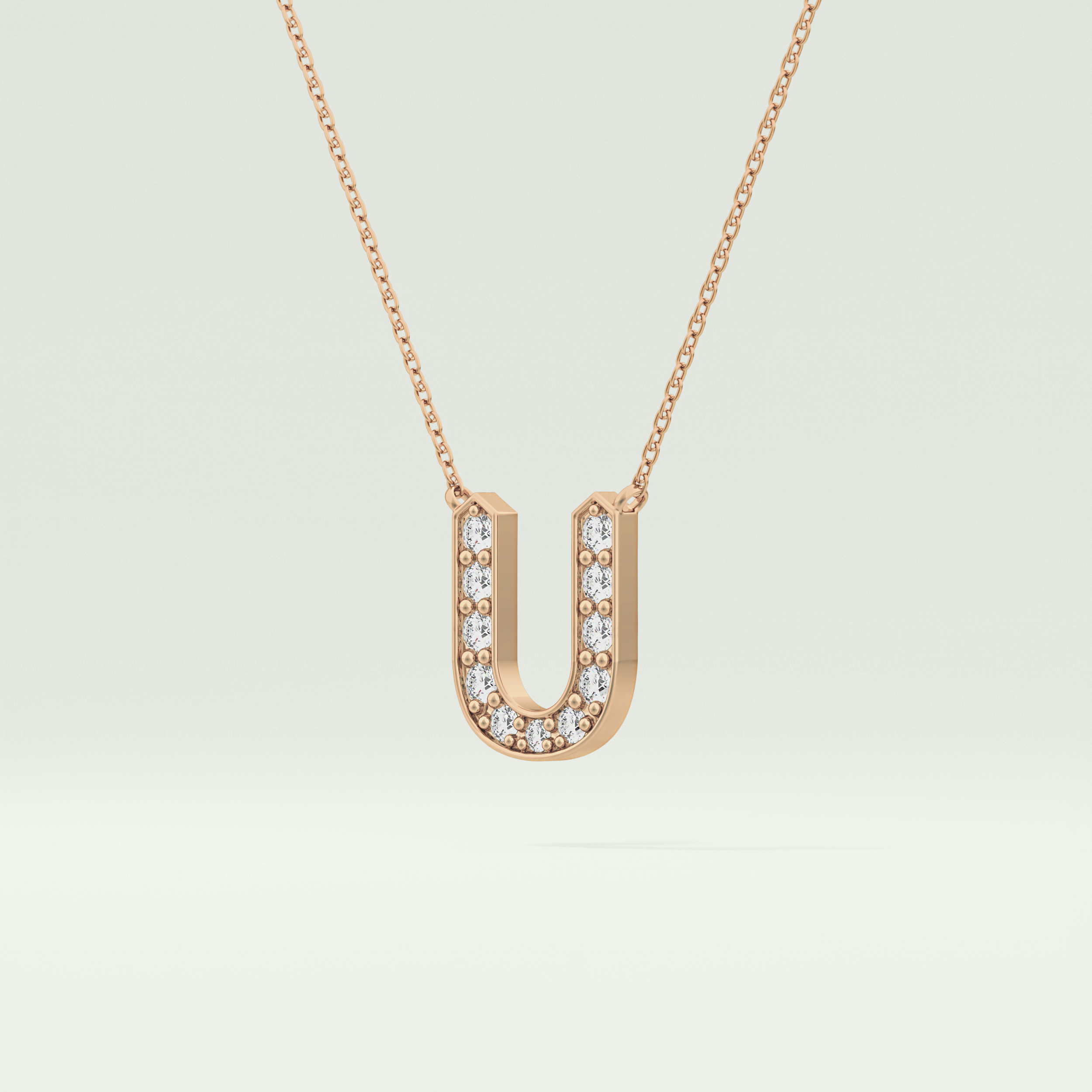 0.26 CT Round Lab-Grown Diamond U Initial Necklace 10