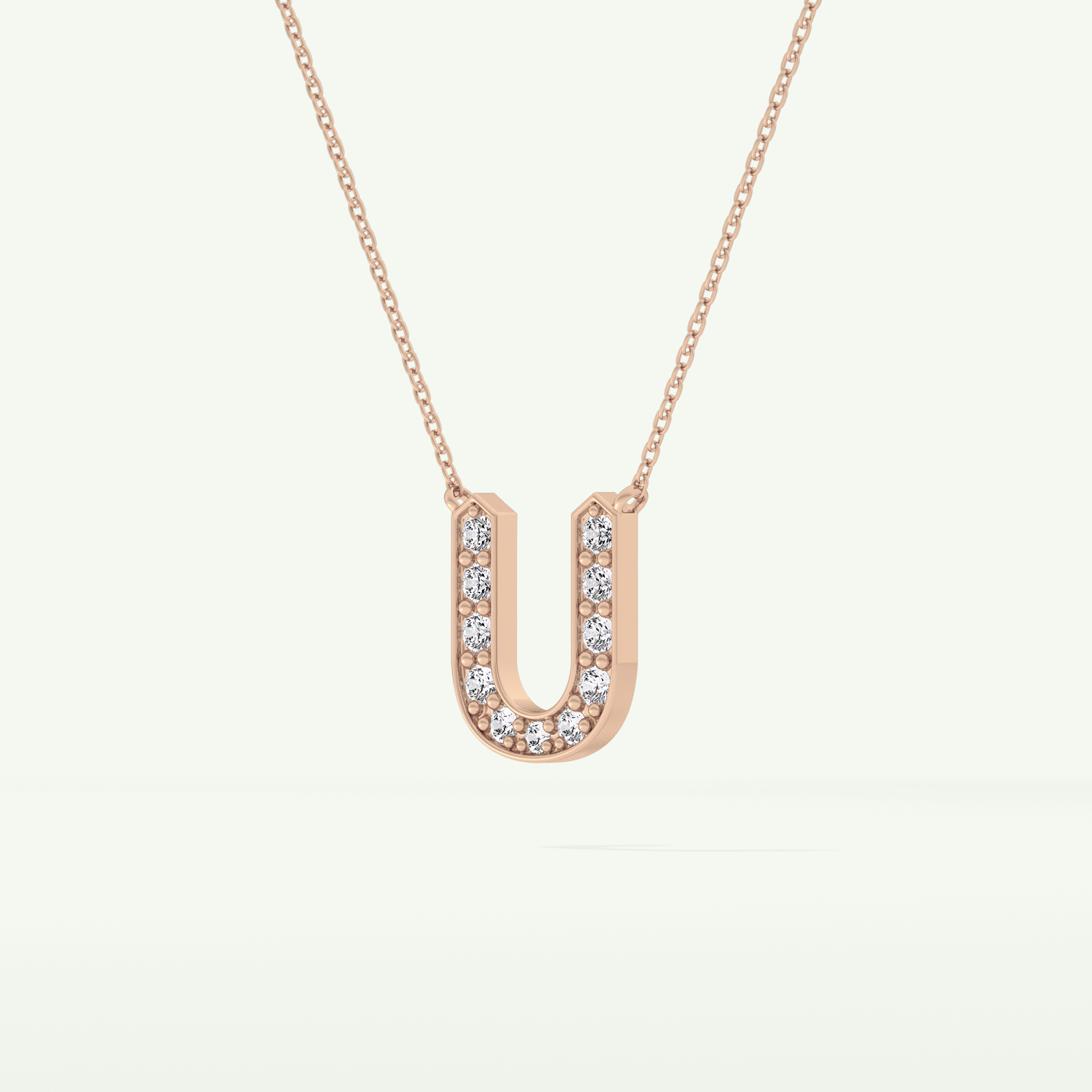 0.26 CT Round Lab-Grown Diamond U Initial Necklace 12