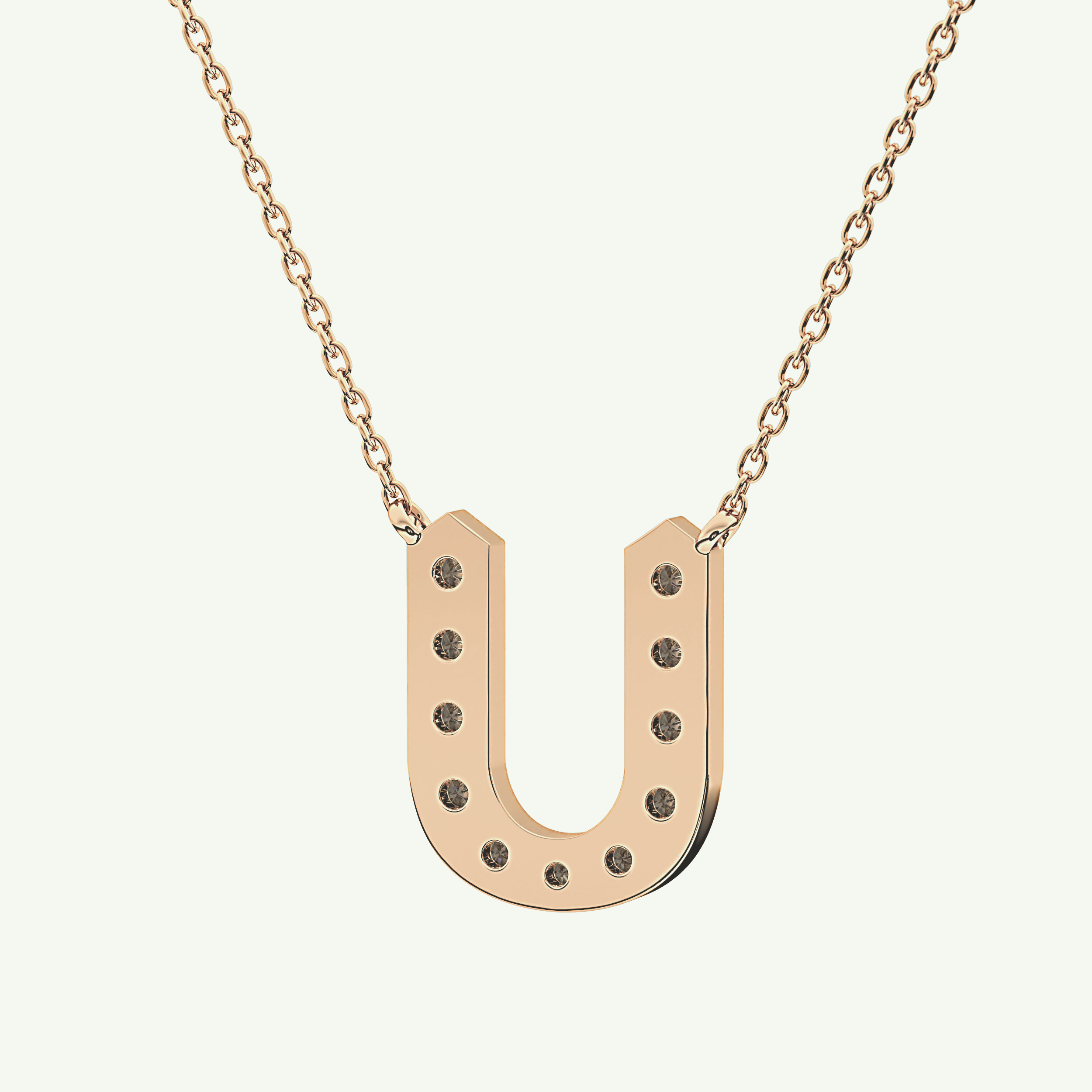 0.26 CT Round Lab-Grown Diamond U Initial Necklace 13