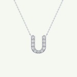 0.26 CT Round Lab-Grown Diamond U Initial Necklace 16