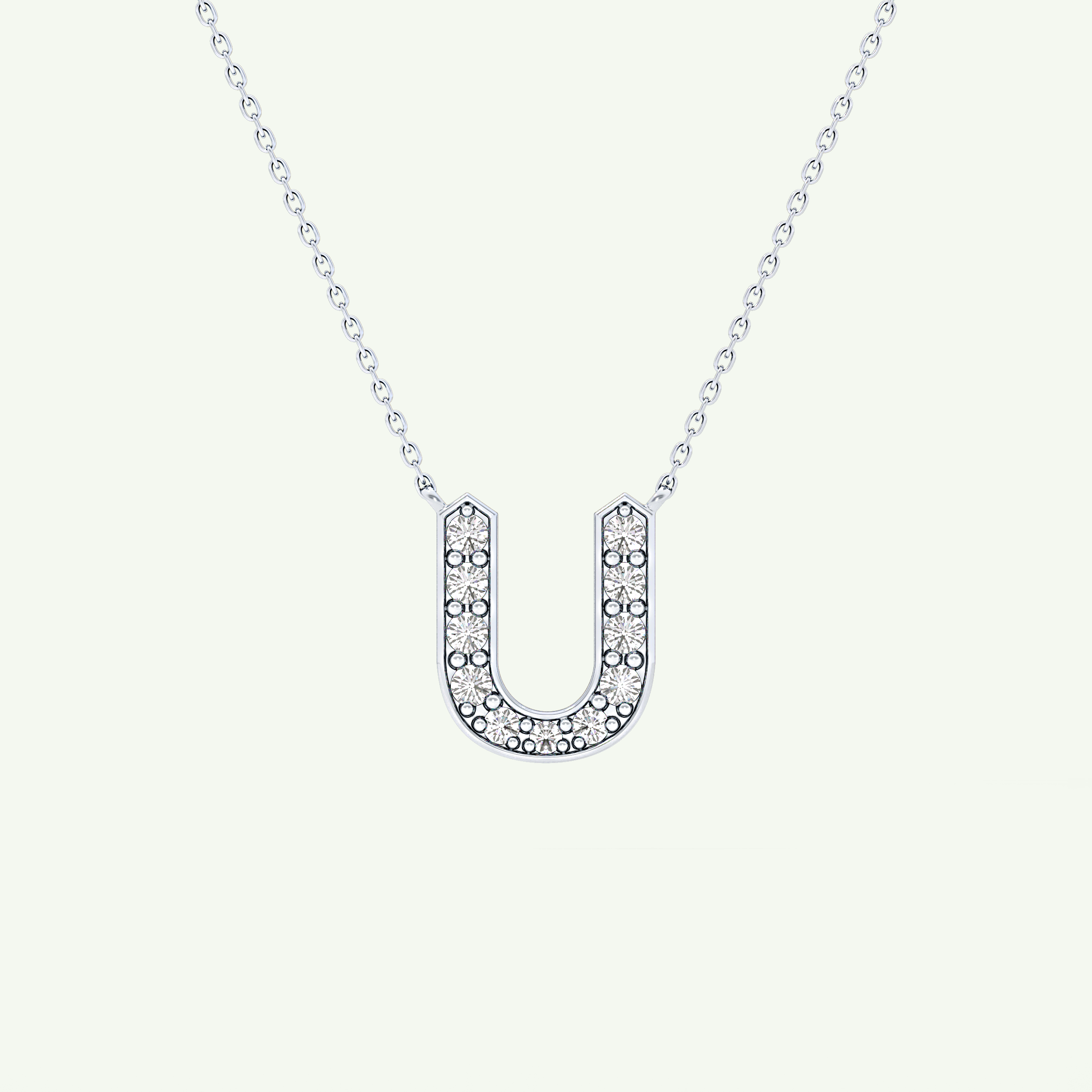 0.26 CT Round Lab-Grown Diamond U Initial Necklace 16