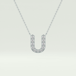 0.26 CT Round Lab-Grown Diamond U Initial Necklace 15