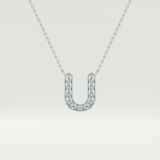 0.26 CT Round Lab-Grown Diamond U Initial Necklace 15