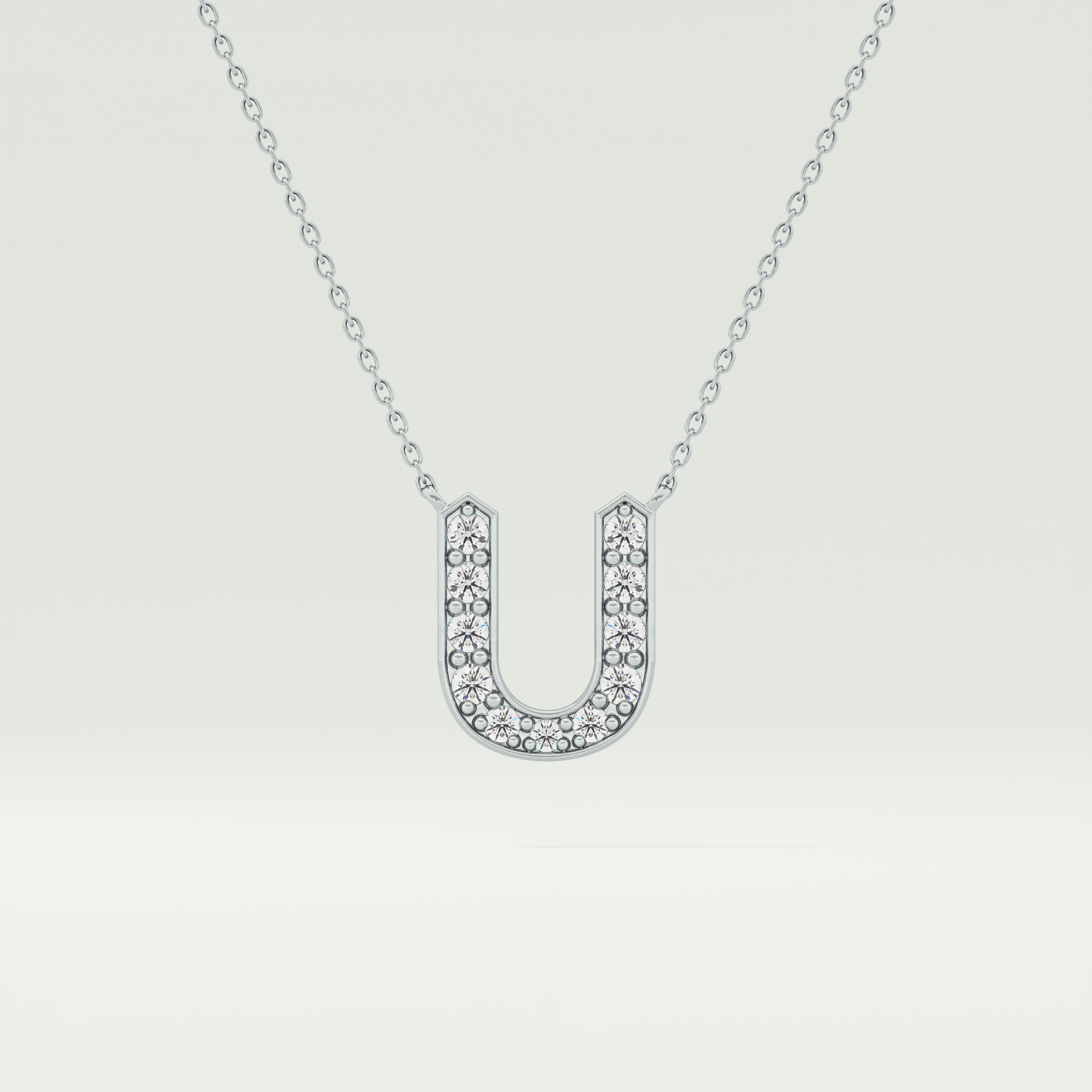 0.26 CT Round Lab-Grown Diamond U Initial Necklace 15