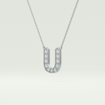 0.26 CT Round Lab-Grown Diamond U Initial Necklace 17