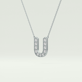 0.26 CT Round Lab-Grown Diamond U Initial Necklace 17