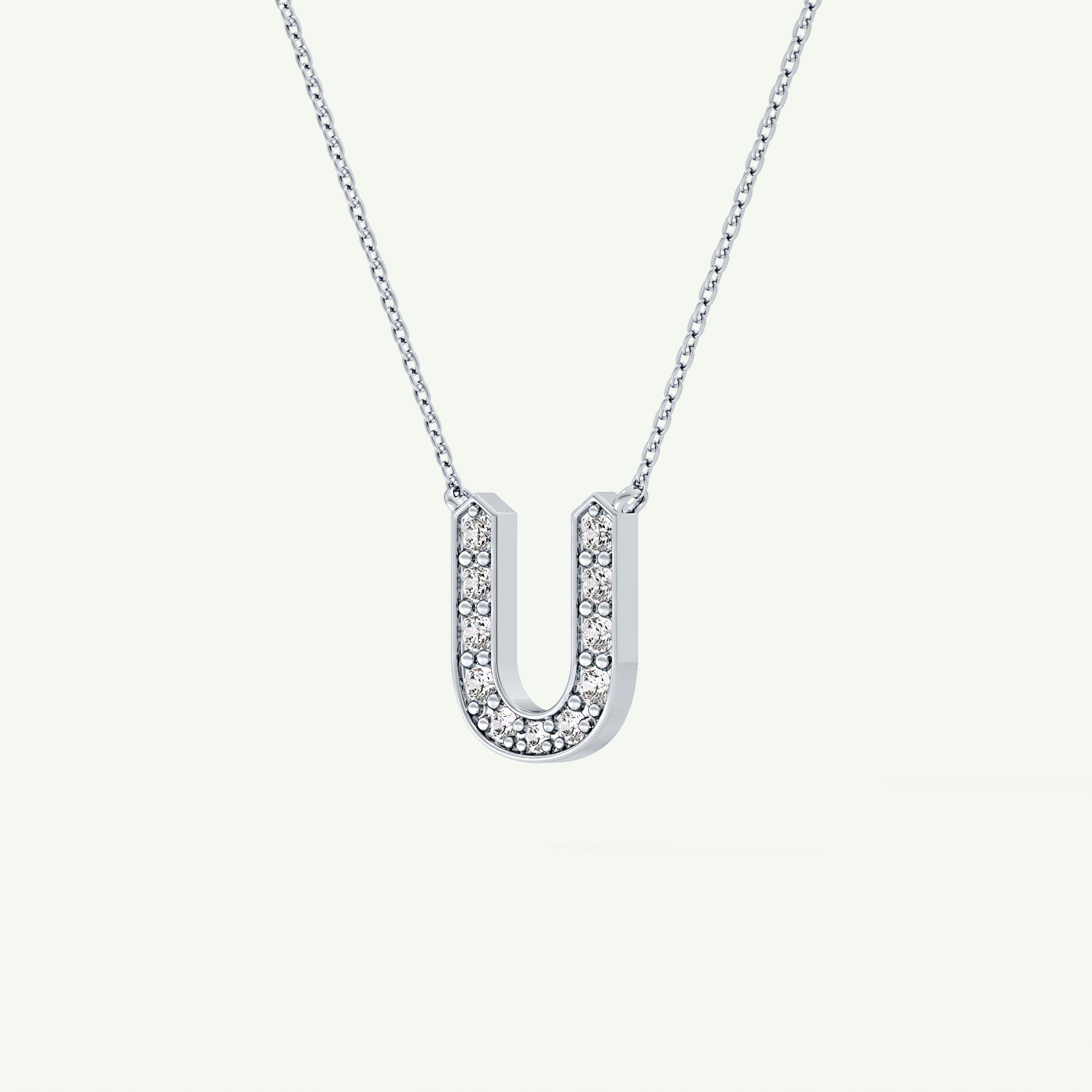 0.26 CT Round Lab-Grown Diamond U Initial Necklace 19
