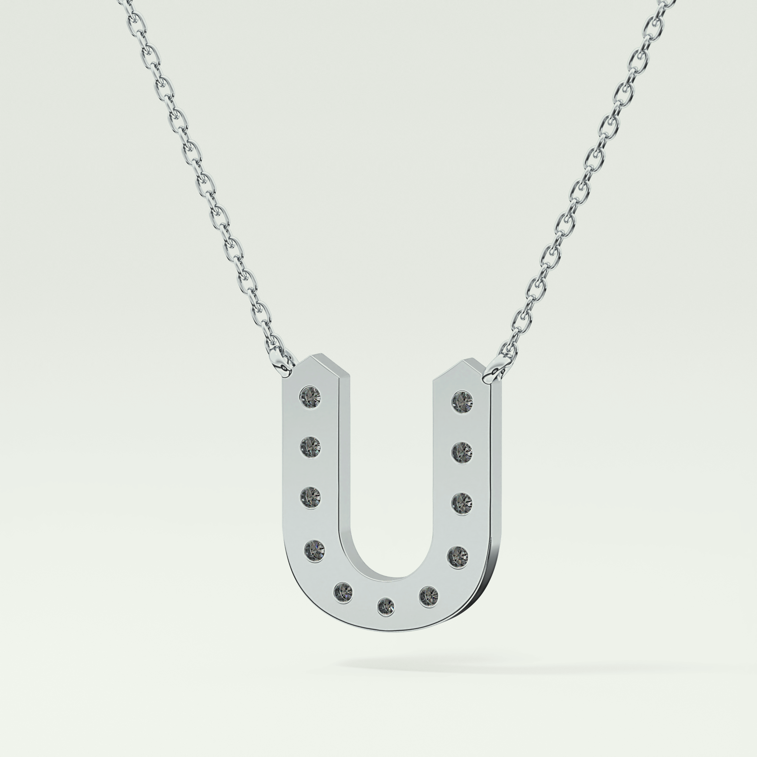 0.26 CT Round Lab-Grown Diamond U Initial Necklace 20
