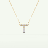 0.17 CT Round Lab-Grown Diamond T Initial Necklace 2