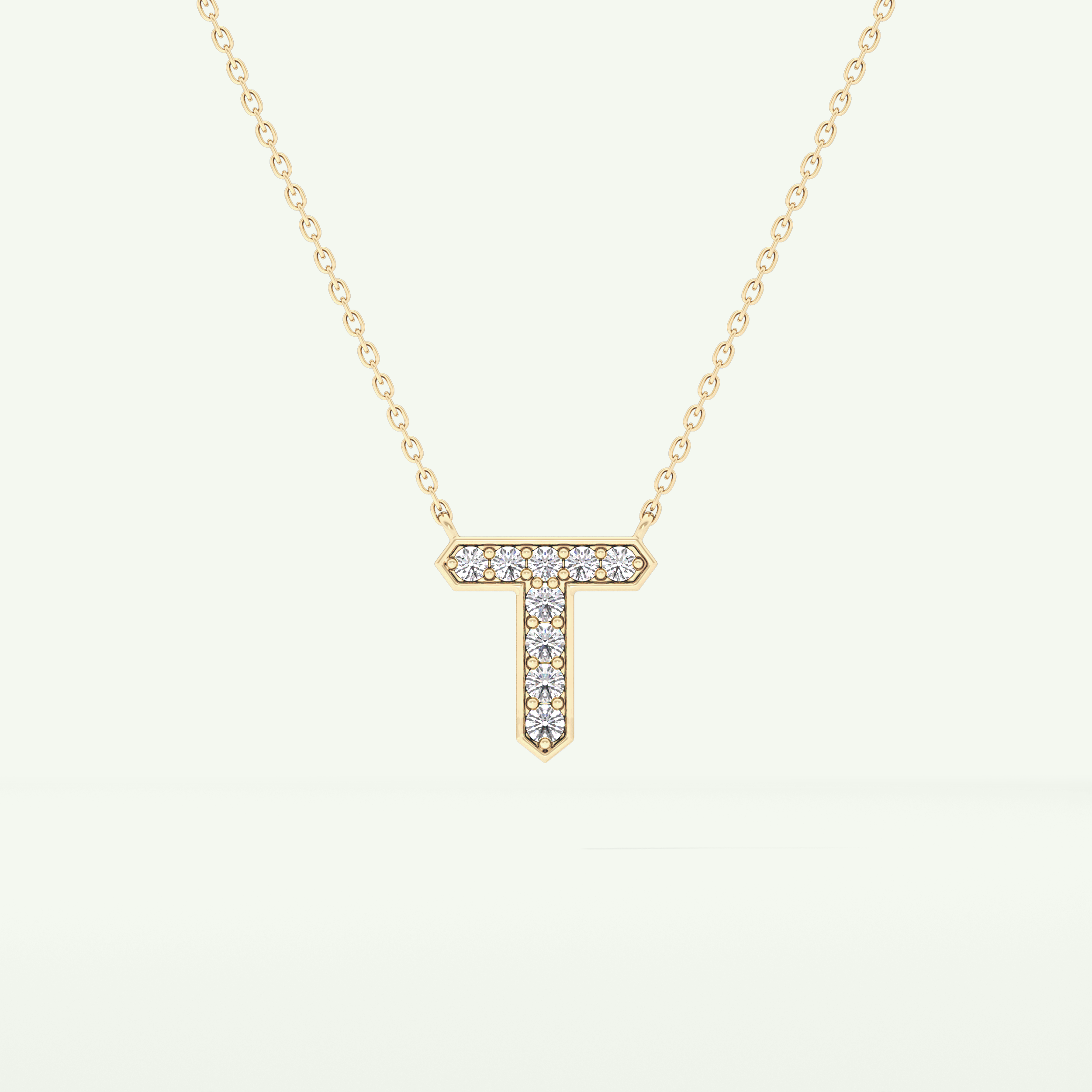 0.17 CT Round Lab-Grown Diamond T Initial Necklace 2