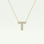 0.17 CT Round Lab-Grown Diamond T Initial Necklace 1
