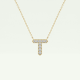 0.17 CT Round Lab-Grown Diamond T Initial Necklace 1