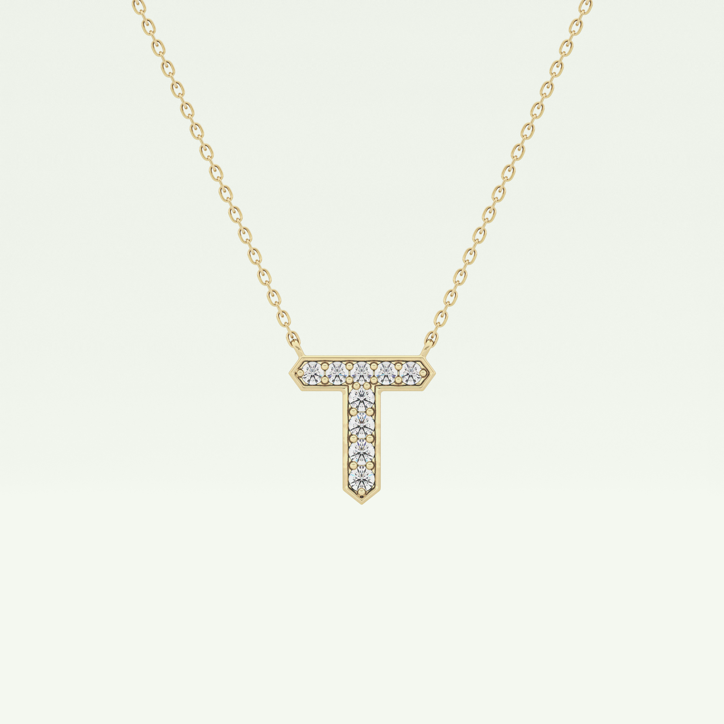 0.17 CT Round Lab-Grown Diamond T Initial Necklace 1