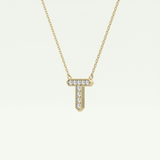 0.17 CT Round Lab-Grown Diamond T Initial Necklace 3