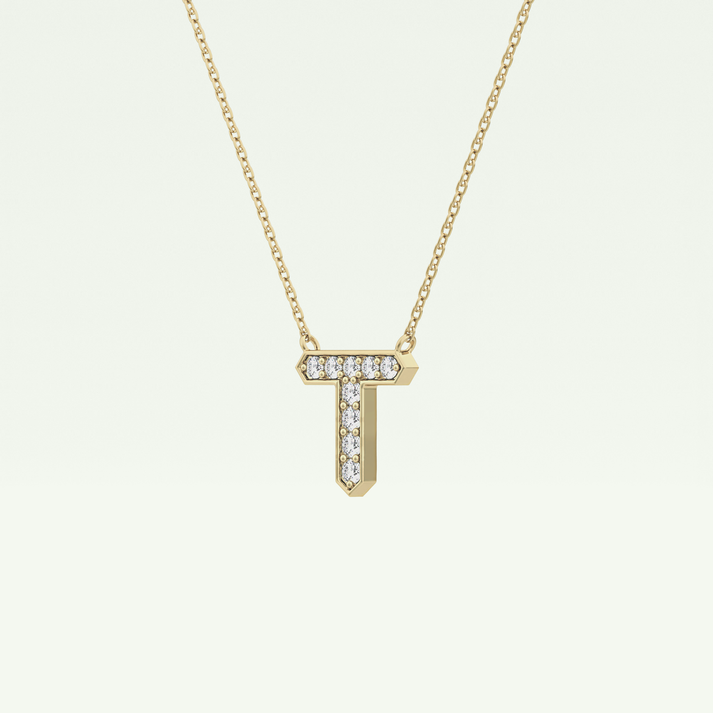0.17 CT Round Lab-Grown Diamond T Initial Necklace 3