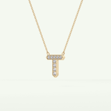 0.17 CT Round Lab-Grown Diamond T Initial Necklace 5