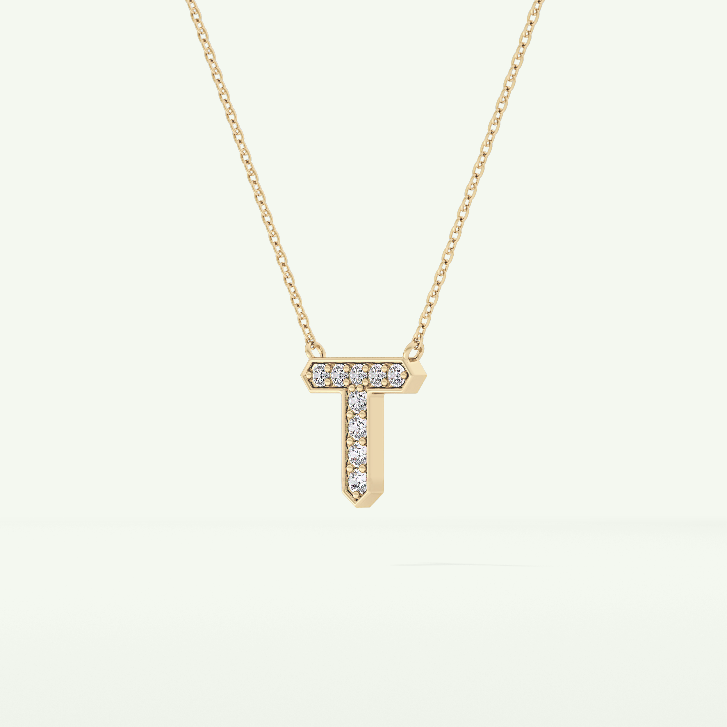 0.17 CT Round Lab-Grown Diamond T Initial Necklace 5