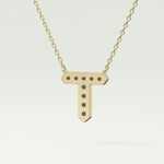 0.17 CT Round Lab-Grown Diamond T Initial Necklace 6
