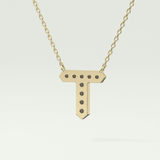 0.17 CT Round Lab-Grown Diamond T Initial Necklace 6