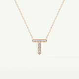 0.17 CT Round Lab-Grown Diamond T Initial Necklace 8