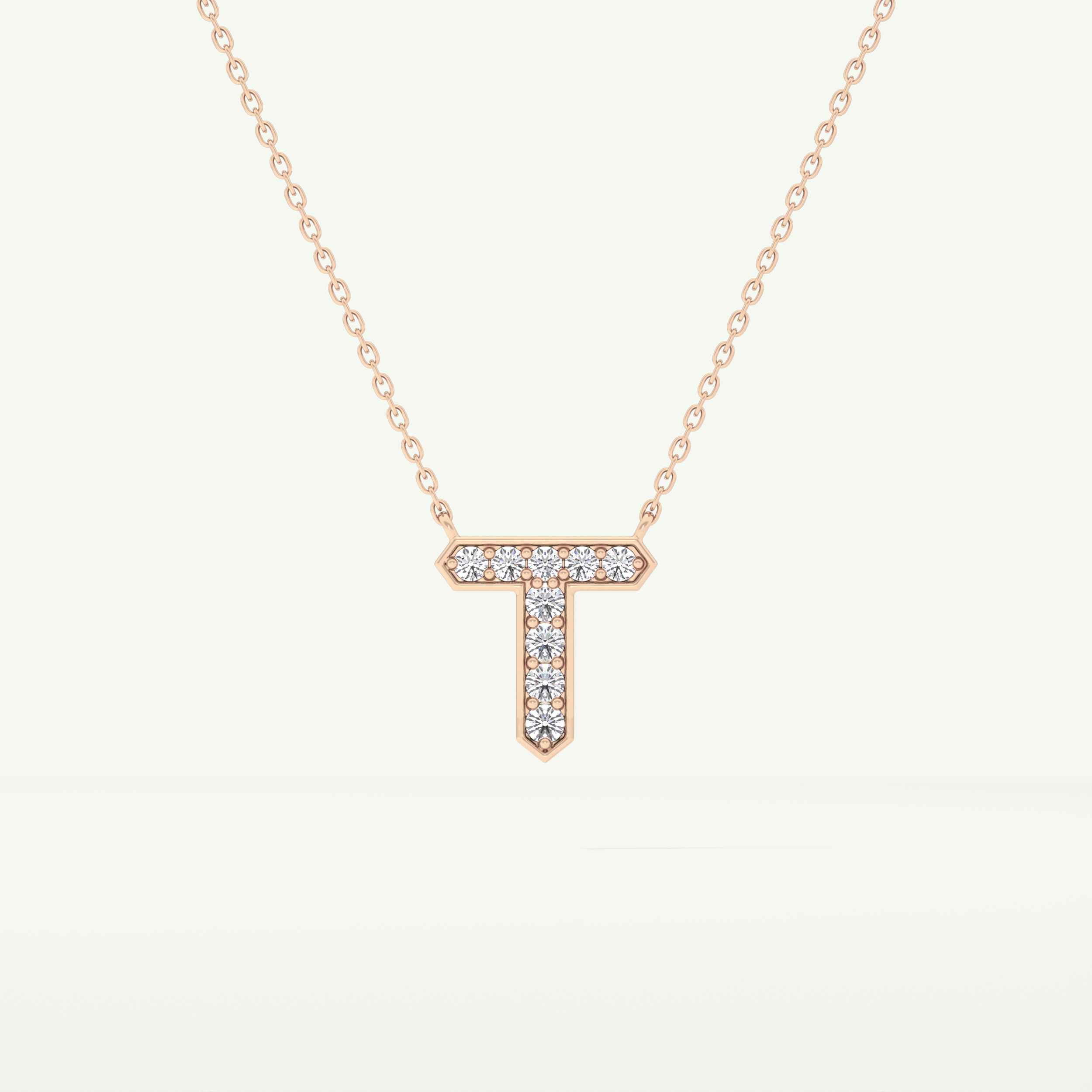 0.17 CT Round Lab-Grown Diamond T Initial Necklace 8