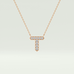 0.17 CT Round Lab-Grown Diamond T Initial Necklace 7