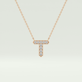 0.17 CT Round Lab-Grown Diamond T Initial Necklace 7