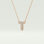 0.17 CT Round Lab-Grown Diamond T Initial Necklace 9