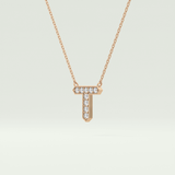 0.17 CT Round Lab-Grown Diamond T Initial Necklace 9