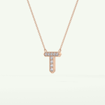 0.17 CT Round Lab-Grown Diamond T Initial Necklace 11