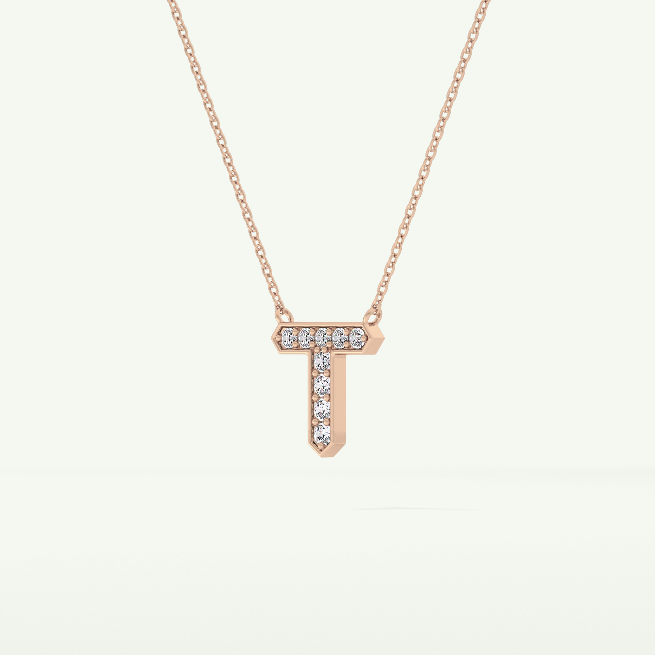 0.17 CT Round Lab-Grown Diamond T Initial Necklace 11
