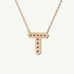 0.17 CT Round Lab-Grown Diamond T Initial Necklace 12