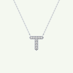 0.17 CT Round Lab-Grown Diamond T Initial Necklace 14