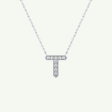 0.17 CT Round Lab-Grown Diamond T Initial Necklace 14