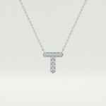 0.17 CT Round Lab-Grown Diamond T Initial Necklace 13