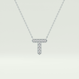 0.17 CT Round Lab-Grown Diamond T Initial Necklace 13