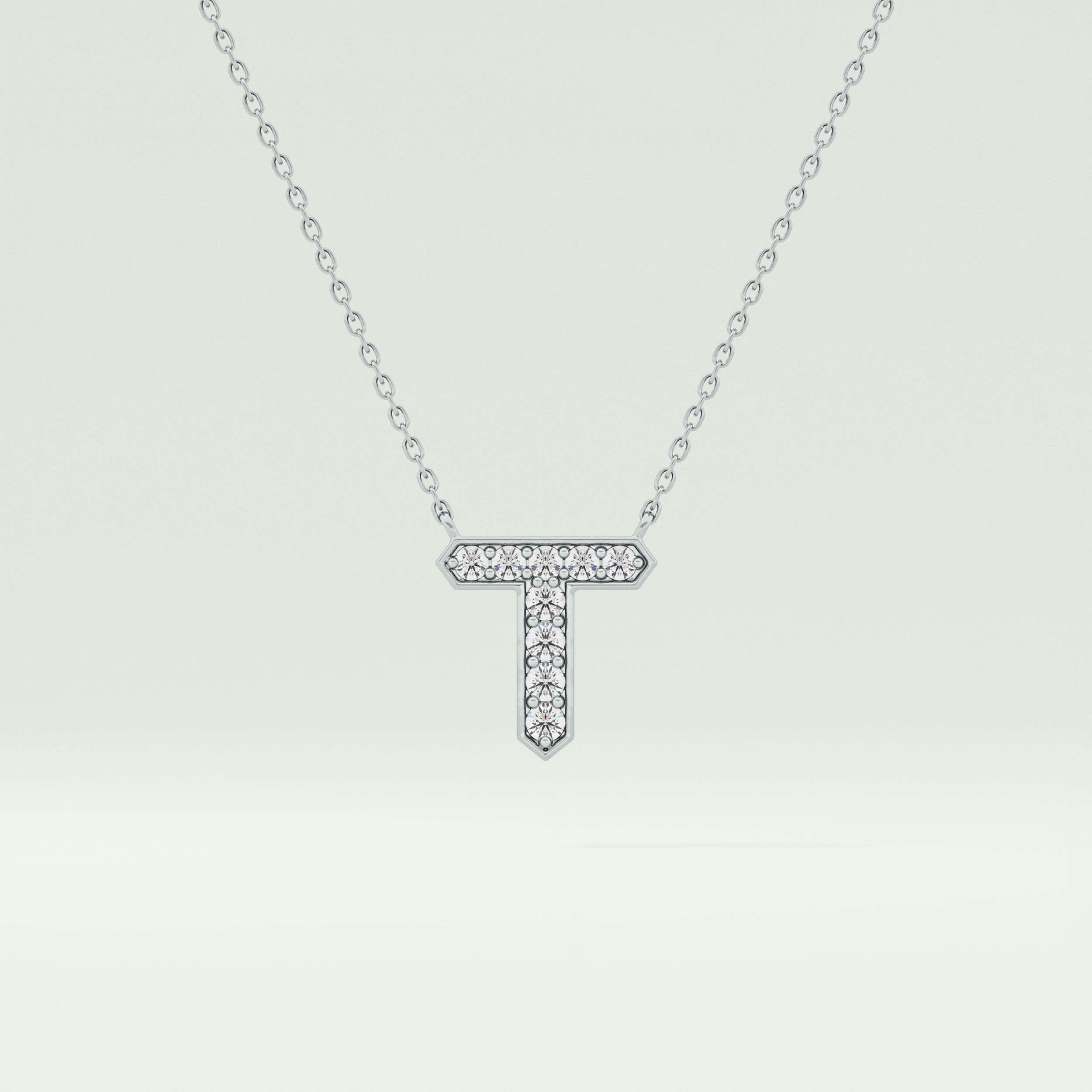 0.17 CT Round Lab-Grown Diamond T Initial Necklace 13